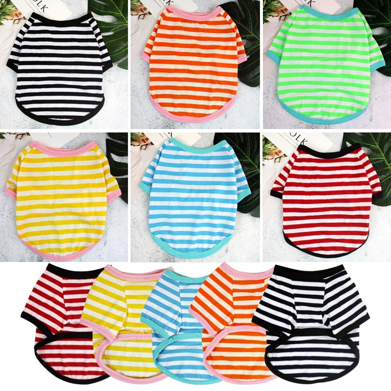 Colorful Comfy Striped Dog T-Shirt
