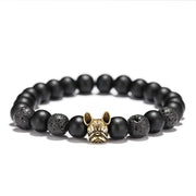 Natural Stone Beaded French Bulldog Bracelet