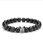 Natural Stone Beaded French Bulldog Bracelet