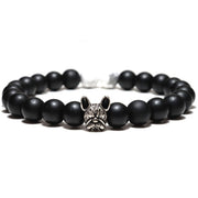Natural Stone Beaded French Bulldog Bracelet